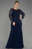 Abendkleid in Übergröße Lang Marineblau ABU3928