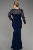 Abendkleid in Übergröße Lang Marineblau ABU3928