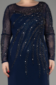 Abendkleid in Übergröße Lang Marineblau ABU3928