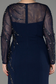 Abendkleid in Übergröße Lang Marineblau ABU3928