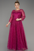 Abendkleid in Übergröße Lang Guipure Spitze Fuchsie ABU3932