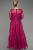 Abendkleid in Übergröße Lang Guipure Spitze Fuchsie ABU3932