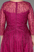 Abendkleid in Übergröße Lang Guipure Spitze Fuchsie ABU3932