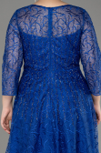 Abendkleid in Übergröße Lang Guipure Spitze Sächsischblau ABU3932