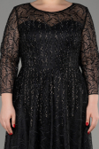 Abendkleid in Übergröße Lang Guipure Spitze Schwarz ABU3932