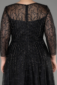Abendkleid in Übergröße Lang Guipure Spitze Schwarz ABU3932