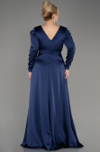 Verlobungskleid In Übergröße Lang Satin Marineblau ABU3941