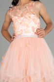 Abendkleid für Kinder Vorne Kurz-Hinten Lang Lachs ABO106