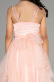 Abendkleid für Kinder Vorne Kurz-Hinten Lang Lachs ABO106