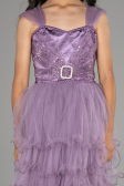 Abendkleid für Kinder Vorne Kurz-Hinten Lang Lavendel ABO105