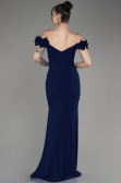 Marineblau Abendkleid İm Meerjungfrau-Stil Lang ABU3891