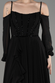 Abendkleid Lang Chiffon Schwarz ABU3914