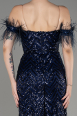 Abendkleid im Meerjungfrau-Stil Lang Marineblau ABU3953