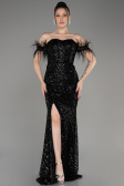 Abendkleid im Meerjungfrau-Stil Lang Schwarz ABU3953