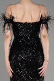 Abendkleid im Meerjungfrau-Stil Lang Schwarz ABU3953