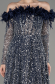 Abendkleid Lang Schuppig Marineblau ABU3957