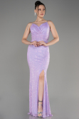 Abendkleid im Meerjungfrau-Stil Lang Lila ABU3768