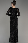 Abendkleid im Meerjungfrau-Stil Lang Schuppig Schwarz ABU3177