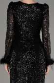 Abendkleid im Meerjungfrau-Stil Lang Schuppig Schwarz ABU3177