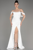 Abendkleid Lang Satin Weiß ABU3964