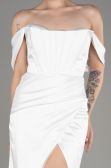 Abendkleid Lang Satin Weiß ABU3964