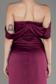 Abendkleid Lang Satin Kirschrot ABU3964