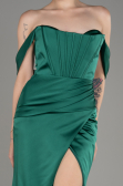 Abendkleid Lang Satin Smaragdgrün ABU3964