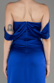 Abendkleid Lang Satin Sächsischblau ABU3964