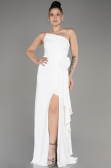 Abendkleid Lang Chiffon Weiß ABU3974