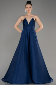 Abschlusskleid Lang Satin Marineblau ABU3965