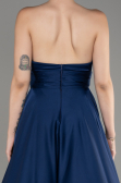 Abschlusskleid Lang Satin Marineblau ABU3965