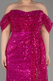 Fuchsie Abendkleid Schuppig Lang ABU3577