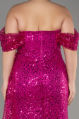 Fuchsie Abendkleid Schuppig Lang ABU3577