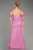Rosa Abendkleid Schuppig Lang ABU3577