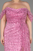 Rosa Abendkleid Schuppig Lang ABU3577