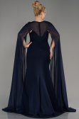 Abendgarderobe in Großen Größen Lang Chiffon Marineblau ABU3913