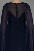 Abendgarderobe in Großen Größen Lang Chiffon Marineblau ABU3913