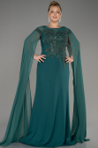 Abendgarderobe in Großen Größen Lang Chiffon Smaragdgrün ABU3913