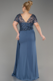 Indigo Verlobungskleid In Übergröße Chiffon Lang ABU3731