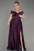 Violett dunkel Abendgarderobe İn Großen Größen Satin Lang ABU2355
