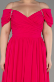 Fuchsie Abendgarderobe İn Großen Größen Chiffon Lang ABU3738