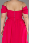 Fuchsie Abendgarderobe İn Großen Größen Chiffon Lang ABU3738