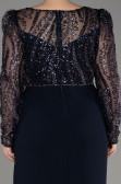 Verlobungskleid In Übergröße Lang Marineblau ABU3808