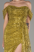 Pistaziengrün Abendkleid Schuppig Lang ABU3577