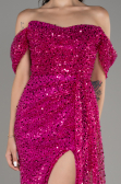 Fuchsie Abendkleid Schuppig Lang ABU3577