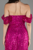 Fuchsie Abendkleid Schuppig Lang ABU3577