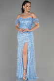 Blau Abendkleid Schuppig Lang ABU3577