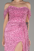 Rosa Abendkleid Schuppig Lang ABU3577