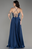 Abschlusskleid Lang Satin Marineblau ABU4017