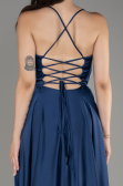 Abschlusskleid Lang Satin Marineblau ABU4017